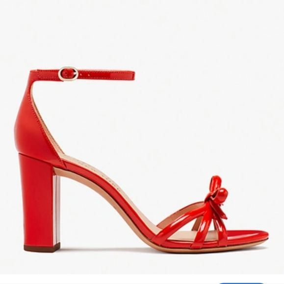 Kate Spade 7.5 Flamenco Bow Ankle Strap Block Sandal Heel In Dried Apricot - Picture 2 of 9